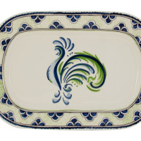 Blue Green Rooster Platter