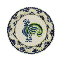 Blue & Green Rooster 9" Dinner Plate