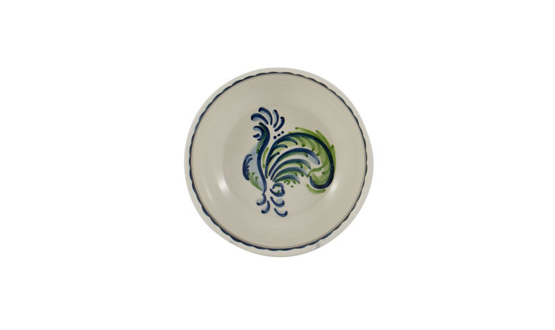 Blue & Green Rooster 6" Cereal Bowl