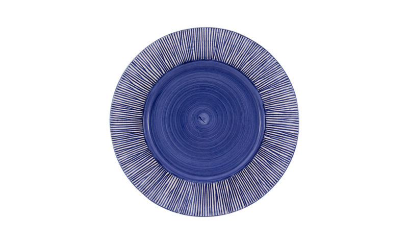 Straw Chargers 12" Rim Plate Blue